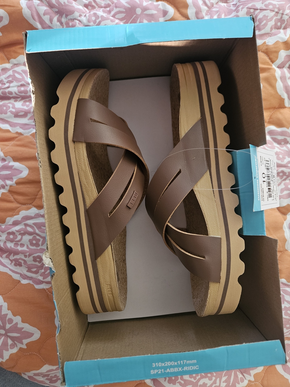 Reef Kaia Women's Brown Crisscross Platform Slide Sandals